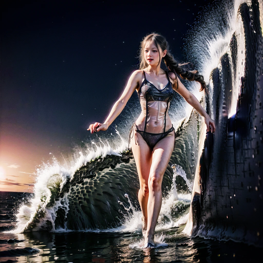 (ZoomedOut:1.28, Wide-shot) ZoomLayer (Epic photo of surfer magazine:1.37). (Full of Water, Everything Wetted:1.4) WetHair (extremely detailed Cute Girl in RED)(SparklingHighlights:1.28), Dynamic Joyful Expressions LifeLike Rendering (ManoErina:1.0) . Overflowing Gigantic Sideboob (Clearly Visible Beautiful to Buttoc Tiny and Roundly Butt, Detailed clothing texture, Riding on waves, Sparkling water, TyndallEffect(Starry Water Particles:1.32), Whole Body proportions and all limbs are anatomically accurate, (more than one surfboard:-1.2)