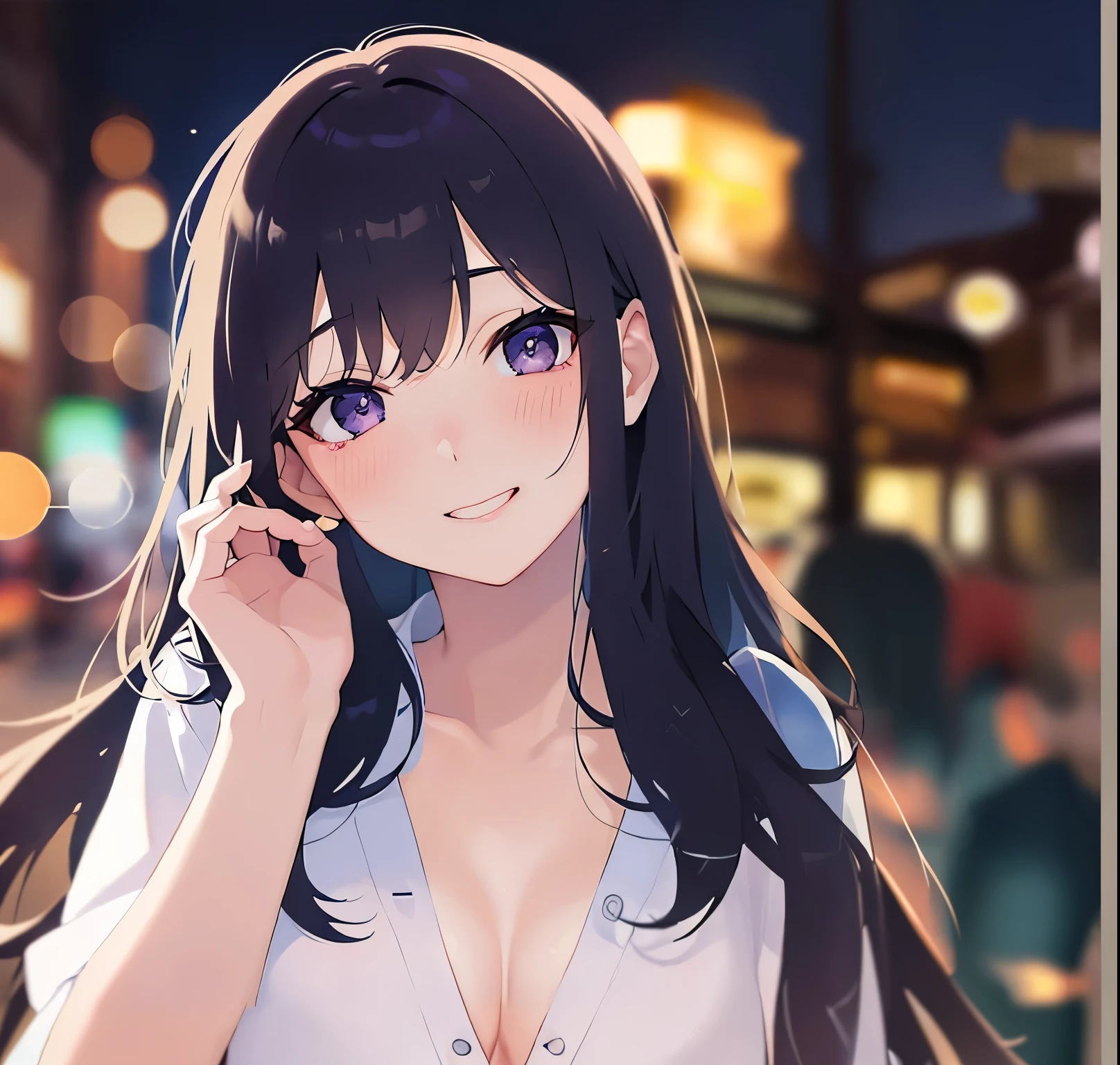 Biologically correct left shoulder、Shopping street at night