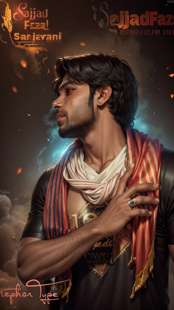 Using the “Simple line art and a contemporary aesthetic” style with plenty of color. Create a drawing of a man with clothing and accessories in the gypsy/indian style, making movements while manipulating the element of air in his hands. Create a image like it was a Siddhartha Tarot card