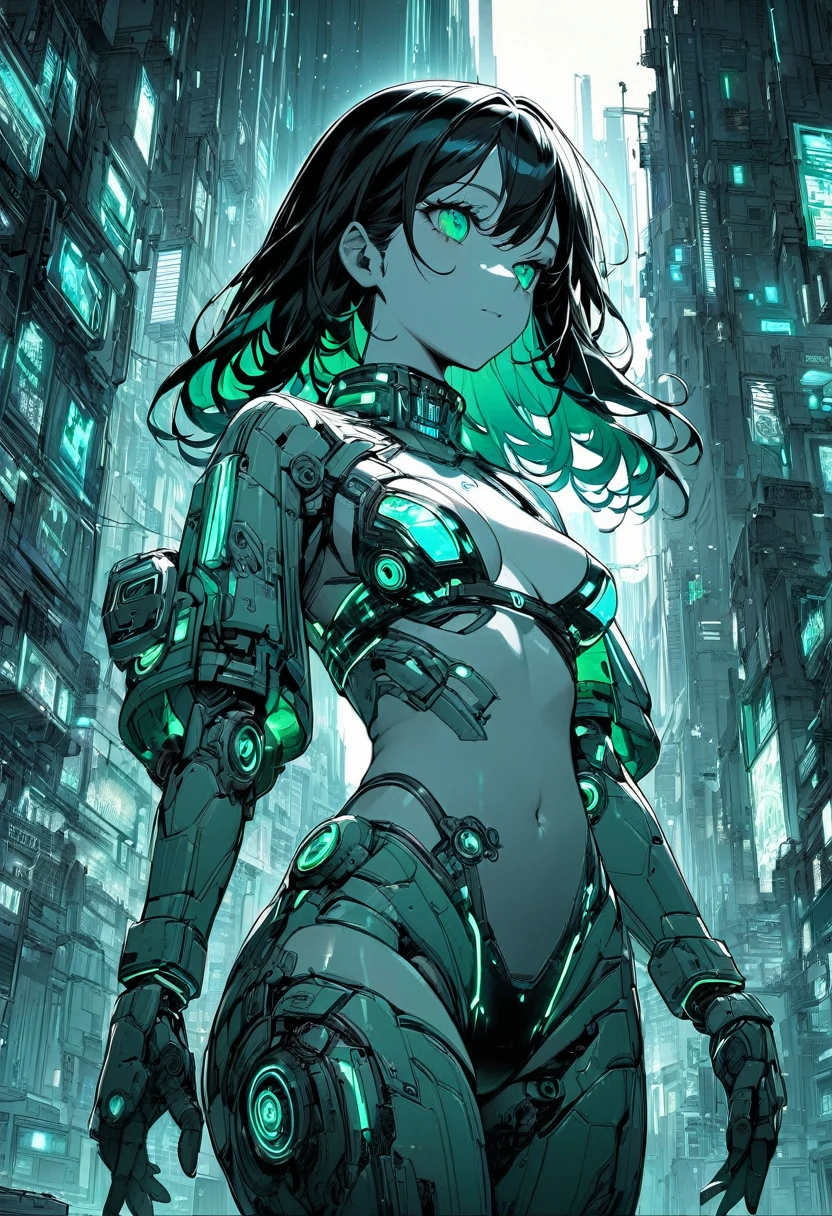 Monochrome Tiffany Blue, Highest quality, Super Fine, 16K, Unbelievably absurd, Very detailed, delicate and dynamic, pretty girl, Three-dimensional effect expressed through light and shadow, Eye-catching effect, modern art,
Monochrome Tiffany Blue, Highest quality, Super Fine, 16K, Unbelievably absurd, Very detailed, delicate and dynamic, pretty girl, Three-dimensional effect expressed through light and shadow,Low - Angle、 Emerald green eyes、Part of the clothing is see-through、Cinematic angles、optical fiber、Connected Cord、Illuminated parts See-through parts、Cyberpunk cityscape, young woman with long black hair wearing an emerald green powered exosuit, standing in a contemplative pose amidst the neon-lit ruins, textured digital art with muted tones and subtle ambient noise, detailed and intricate illustration, dystopian and gritty yet beautiful, a glimmer of hope in the decay,Fish Girl in Sci-fi translucent mechanical bikini ++,The bikini is see-through and sparkly