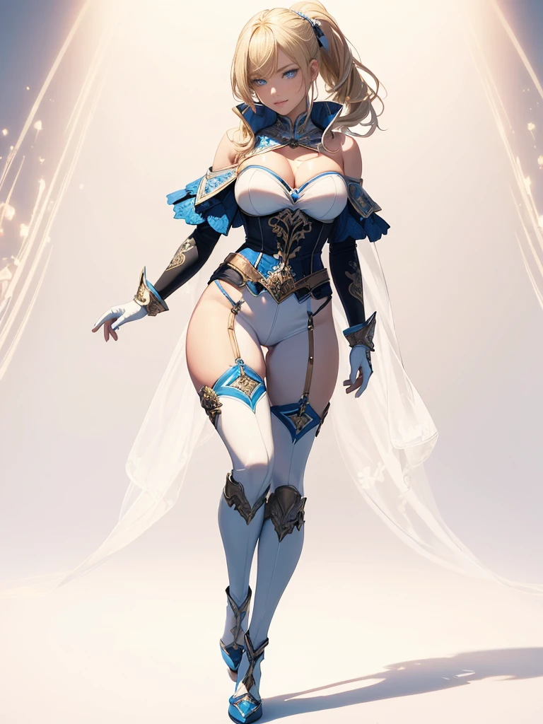 ((1girl, solo)), jean (genshin impact), full body, standing, beautiful body, (perfect anatomy, perfect body, perfect hands, perfect legs), nice hands, natural proportions, sexy body, (large breasts:1.3) BREAK
((extremely detailed face)), blue eyes, (beautiful detailed eyes:1.6), (realistic pupils, realistic iris:1), expressive eyes, ((looking at viewer)), (clear eyes:1.3), (hyperrealistic:1.2), (detailed skin texture:1.2), smooth skin, (blonde hair:1.5), long hair, ponytail, (detailed lips:1.2), (attractive lips:1.1), (glossy lips:1.1), (smile), perfect face, perfect eyes BREAK
((strapless shirt)), (((white shirt))), cleavage, ((blue capelet)), (elbow gloves), (((white pants))), (skin tight:1.5), belt, ((blue tailcoat)), knee-high boots, high heels, thigh gap BREAK
(masterpiece:1.5), anime-style, top quality, best quality, (beautiful and aesthetic:1.2), (ultra detail:1.5), Ultra-detailed depiction, Ultra-precise depiction, extremely detailed 8k illustration, high resolution, (highly detailed shading:1.2), (realistic lighting:1.4), perfect lighting, vibrant colors, dynamic tones, striking hues, 8k, absurd resolution, perfect shadows, hdr, UHD, ambient lighting, realistic, ultra-realistic, photo realistic, highly detailed, rich detail, luminous colors, fine texture, intricate design, professional illustration, (soft light:1.2), (illustration:0.7)