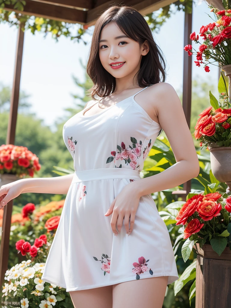A woman lives in the forest. Dressed in the forest, she looks fat.