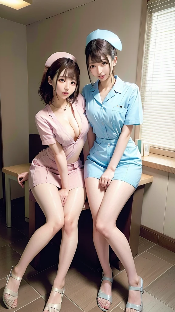 uniform,nurse uniform,hospital, latex nurse suit,nurses,busty,elbow gloves,labcoat,gingerhair woman,white eyes , gigantic boobs ,medical instruments,asian nurse,two nurses,speculum,examination room,oversize boobs, ,big ass ,strap on, lay on table ,legs spreaded,giving birth,gyno chair , dentist,