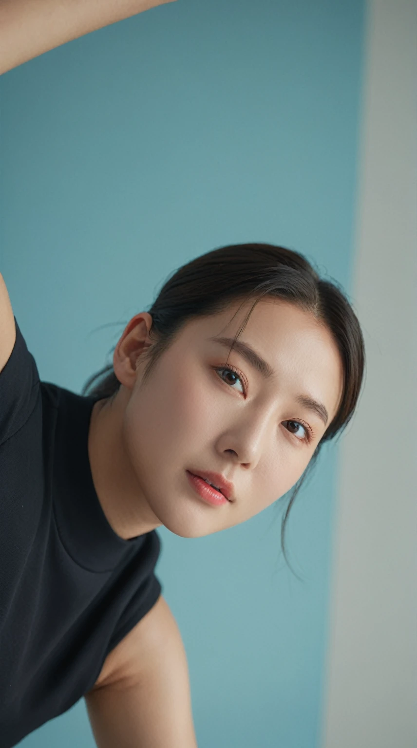 best quality, 8K, masterpiece, (portrait: 1.3), (Photo-real:1.4), (Surrealism:1.4), Be focused, Looking at the audience, (Smoother lighting:1.1), (Improve lighting quality:0.9), Realistic lighting, Backlight, There is light on the face, Ray Tracing, (Bright Lights:1.2), (Quality Improvement:1.4), Crisp details, (Highest quality authentic textured skin:1.4), finely detailed Eye, Black_Eye, Delicate face, 25-year-old Korean woman, (White Officer_shirt:1.4), (Create an image that preserves the original base model'Hairstyle:1.5)