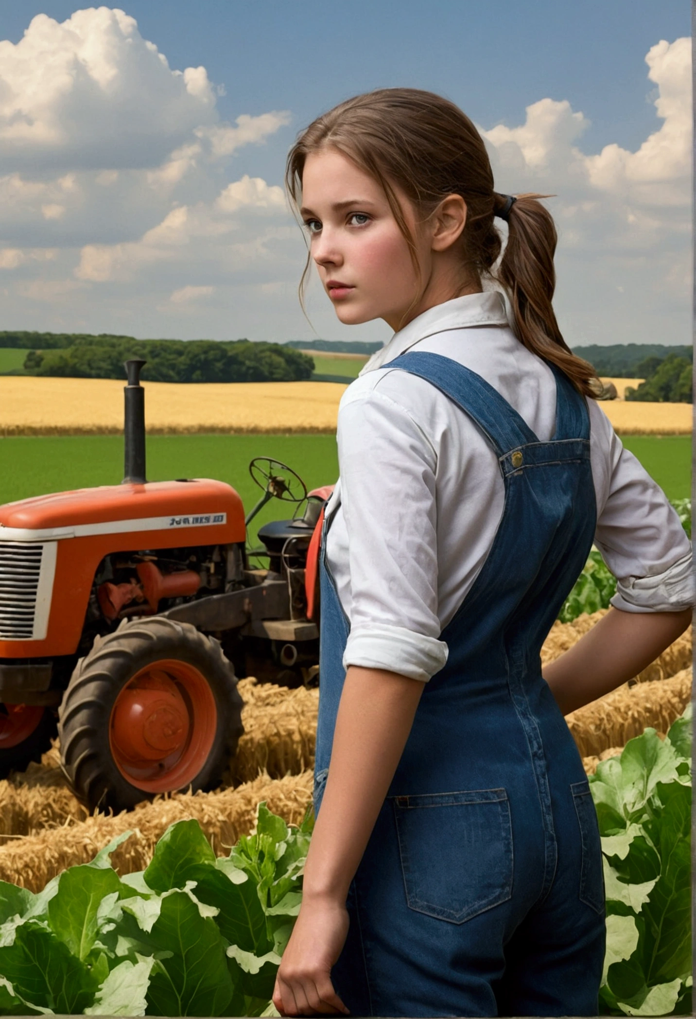 While the farmer was about to leave, a girl arrived.