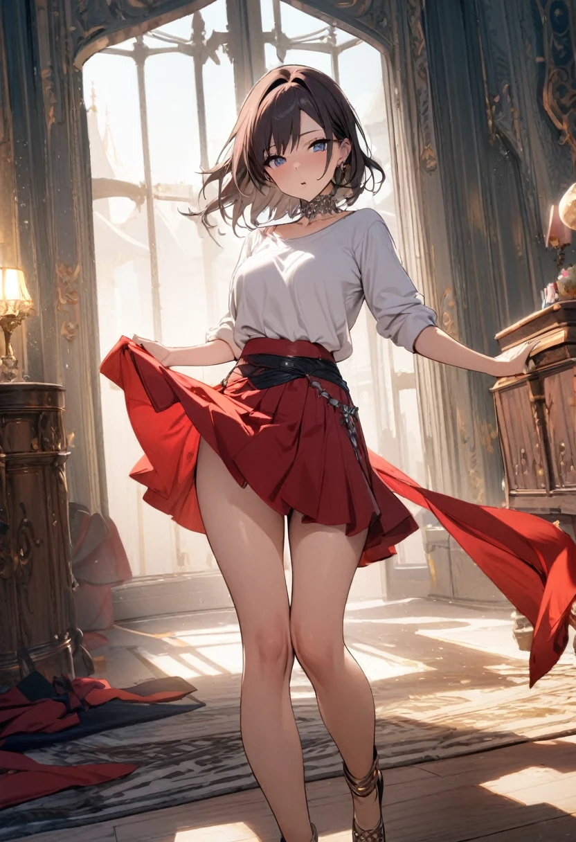 1girl, dancer \(final fantasy\), final fantasy,shirt,skirt,room,masterpiece, best quality, absurdres,