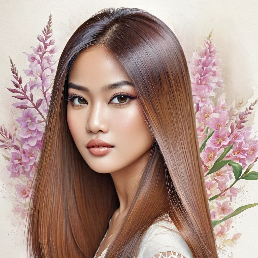 masterpiece, realistic, highly detailed, beautiful, a young indonesian woman with sleek straight hair