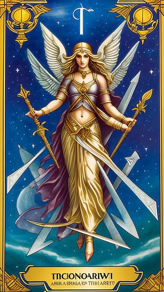 Five of swords tarot card, extremely realistic ancient old world tartarian style art, 
**Five of Swords Tarot Card Meaning**:
   - Represents **conflict**, **tension**, and **discord**.
   - Signifies challenging situations, power struggles, and the need to **stand up for oneself**.
   - **Zodiac sign**: **Aquarius** (first decan, 0-9 degrees).
   - **Ruled by**: **Venus** (yes, Venus!).
   - Element: **Air**.

2. **Aquarius Influence**:
   - Aquarius individuals are **rebellious**, **unconventional**, and fiercely determined.
   - They challenge the status quo and fight for their beliefs.
   - The Five of Swords reflects their inclination toward conflict and standing up for their convictions.

3. **Impact on Relationships**:
   - In relationships, it suggests open communication and addressing conflicts directly.
   - Aquarius folks should balance their confrontational nature with empathy and prioritize harmony.

4. **Venus in Aquarius**:
   - When Venus transits through Aquarius, it brings an **unconventional approach** to matters of the heart.
   - Individuals with Venus in Aquarius seek partners who embrace uniqueness and challenge norms.
   - The Five of Swords underscores potential conflicts and power struggles in romantic relationships.
Remember, even in battles, understanding and empathy can be powerful.