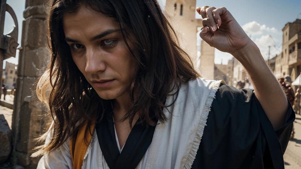 Central Image:
Paul in two moments: Stalker: Severe expression, dark clothes, frown, holding stones/swords (symbolizing persecution).
Apostle: Serene face, white/clear robes, hands in prayer position, divine light around (symbolizing faith). Close up in Paul: Tears in the eyes, representing repentance and conversion. Stylized illustration: conveying the timelessness of history. Additional Elements: Rays of light (divine revelation). Scenes: Paul falling off his horse on the road to Damascus (conversion).
Color Combinations: Vibrant colors: Yellow, orange and blue to catch the eye and convey Paul's epic journey.