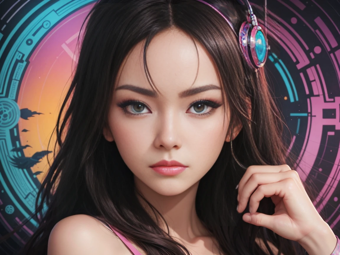 Close-up of a vinyl record with a photo of a woman, album cover concept art, artistic record jacket design, Beeple and Jeremiah Ketner, Artgerm and Ati Gailan, Gweiz-inspired artwork, artbook artwork, detailed Cover Artwork, Alena Aenami Style, Moebius + Reusch