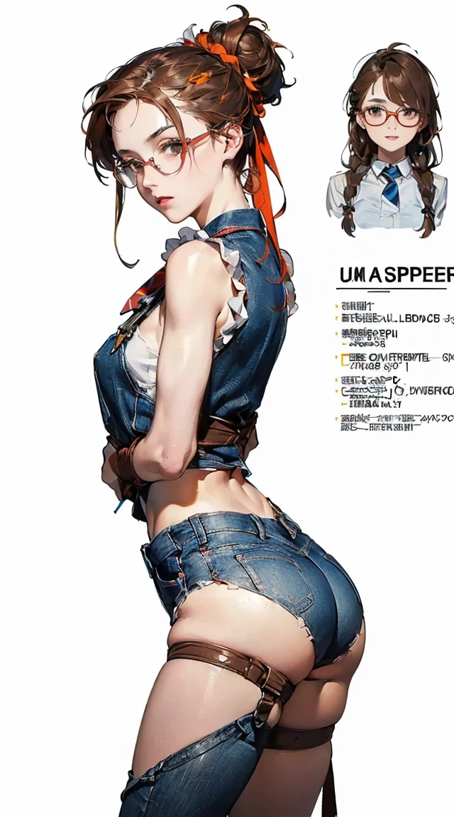 (( best quality, masterpiece, )) white hair, crimson eyes, pale skin, short hair, tomboy, smile, albino, military uniform, kevlar vest, small breasts ((masterpiece)),(((Highest quality))),((Reference Sheet, Character Design, front, return, ~ ~ ~ side, Mr...々Hairstyle, Mr...々performance, Facial Expressions)), 14-year-old girl, Cute type,  (Very slim:1.4),  (Very small ass:1.4), Realistic buttocks, Big Breasts, Short Bob, Thin thighs, Long legs, It's not a big deal, ((Beautiful artist in jeans overalls、After painting on a large canvas、Relax in the art studio。, sneakers,  19th century Parisian artists, Messy hair bun)), ((Browsing Caution:1.0)),(ultra detailed perfect piece:1.2), illustration, masterpiece, (extremely detailed CG 8k), (very fine 8K CG),riofutaba, adult, tall, mature, ashe brown hair, brown eyes, expressionless, slight blush, ponytail, scrunchie, very high quality eyes, Brown sweater vest, beige vest, white shirt, ((medium breasts)), short sleeved shirt, red necktie, Blue pleated skirt, (thighs) (((BREAK 2persons, 1boy, 1girl,, bound, (bound arms), the highest facial resolution, , mulher modestamente vestida, vestido inteiramente, ( pequeno, cabelos pretos, black franja reta, super thin braids, franja reta, Red glasses, olho verde escuro, science fiction, Fighter aircraft, standing On the landing of a Fighter aircraft, the agency, uma personalidade profundamente inteligente, A calm expression, um rosto respeitoso, uma guerra, a Fighter aircraft　BIGHIP　BIGASS　FUCKOFF　FUCKFUCKFUCK