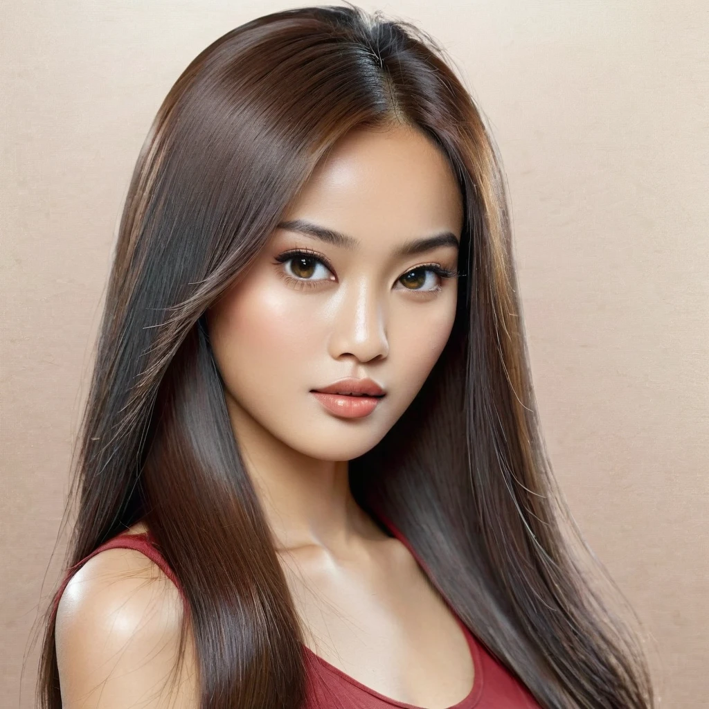  masterpiece, realistic, highly detailed, beautiful, a young indonesian woman with sleek straight hair
