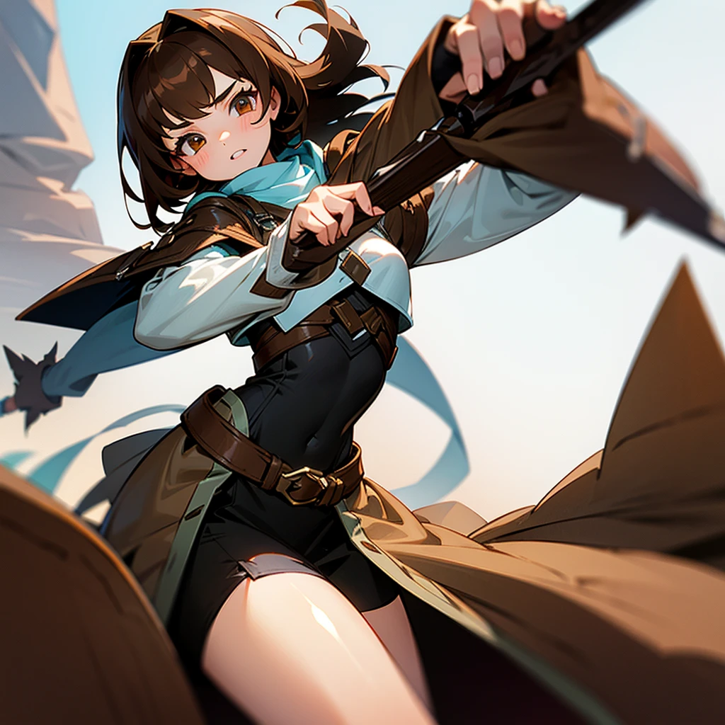 11-year-old girl with thick brown hair, brown-eyed and white-skinned with a Revenclaw tunic 