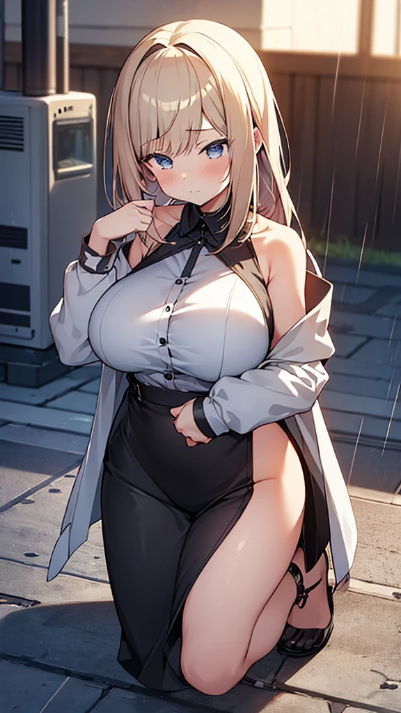 Full body image, フロント, One girl, 18-year-old, Mix 4, (32k, RAW Photos, Highest quality, masterpiece:1.2), (Anime-like, photoAnime-like:1.37), cute, ミニスカートのドレス, night, rain, Humidity, Professional Lighting, Photon Mapping, Radio City, Physically Based Rendering, Super Resolution, (Big Breasts:1.2), {{The biological weapon that had preyed on the younger sister took her place and reunited with the older brother.}}, Girl Skull, whole body, NSFW
