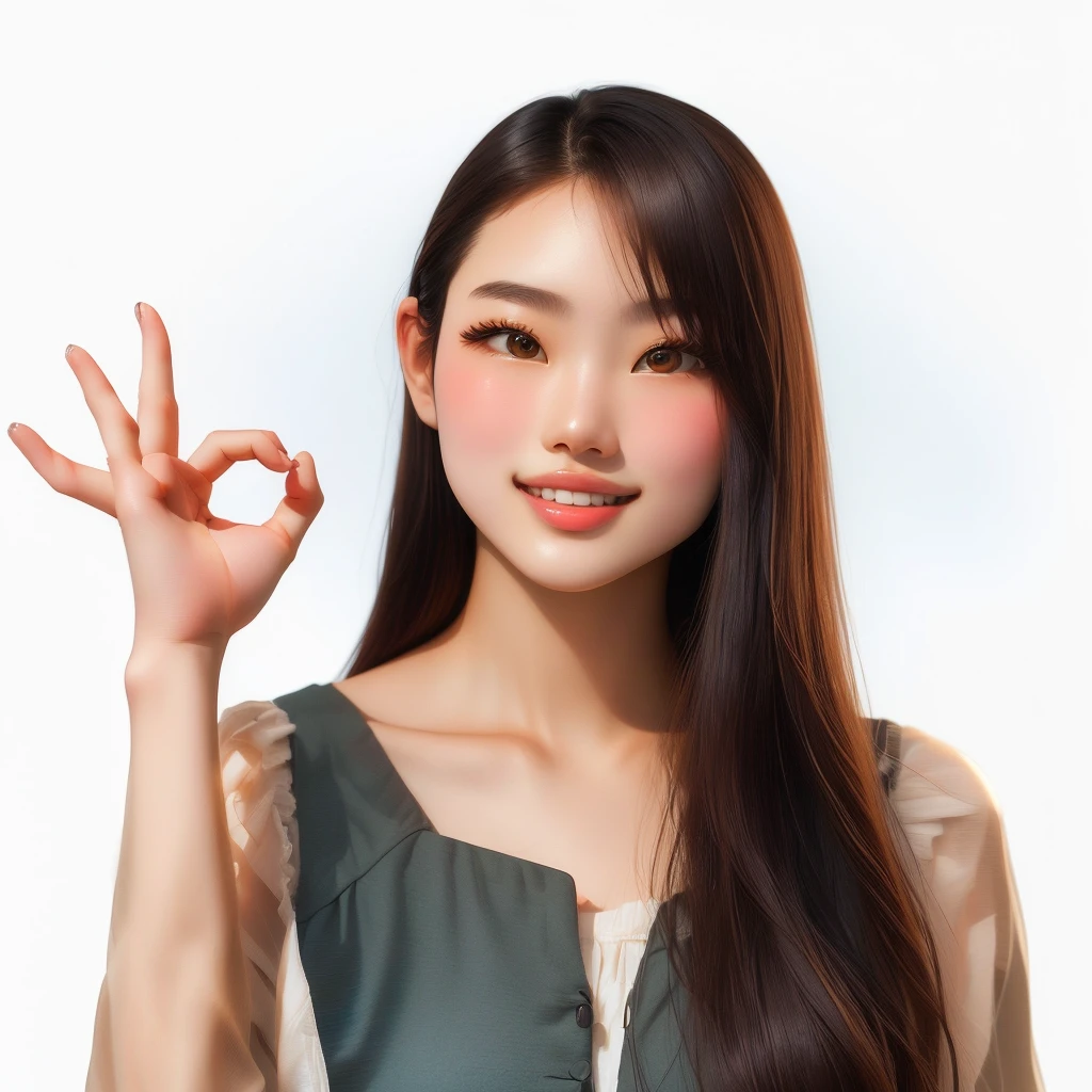 There is a woman making a peace sign with both hands., young Asian woman, beautiful young Korean women, Korean women, Long haired asian girl, Graceful smile pose, young asian girl, a young Asian woman, Professional Profile Photo, beautiful young Asian woman, beautiful south Korean women, gorgeous young Korean women, Asian woman, Chinese women, High-quality portraits