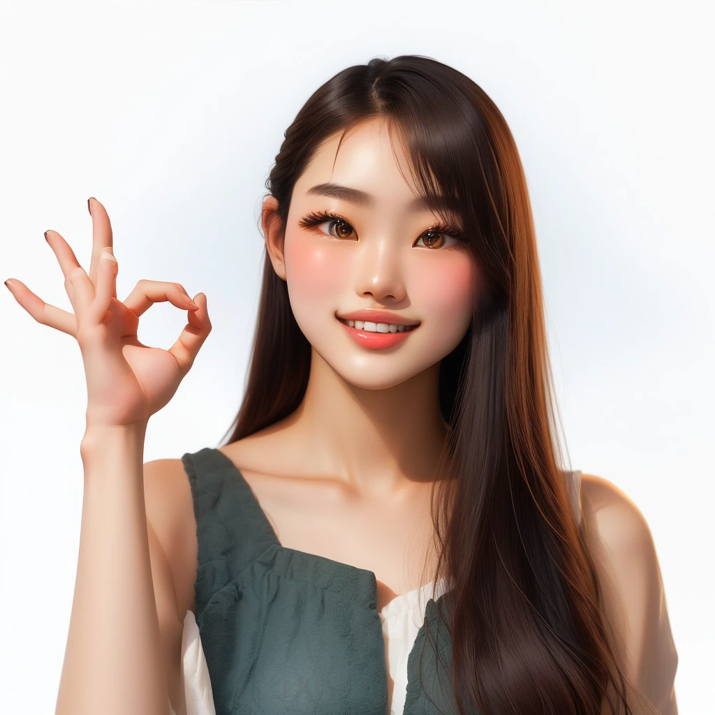 There is a woman making a peace sign with both hands., young Asian woman, beautiful young Korean women, Korean women, Long haired asian girl, Graceful smile pose, young asian girl, a young Asian woman, Professional Profile Photo, beautiful young Asian woman, beautiful south Korean women, gorgeous young Korean women, Asian woman, Chinese women, High-quality portraits