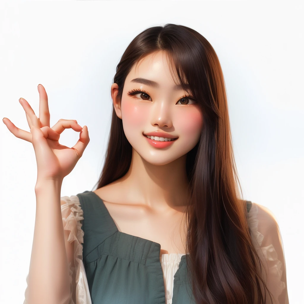 There is a woman making a peace sign with both hands., young Asian woman, beautiful young Korean women, Korean women, Long haired asian girl, Graceful smile pose, young asian girl, a young Asian woman, Professional Profile Photo, beautiful young Asian woman, beautiful south Korean women, gorgeous young Korean women, Asian woman, Chinese women, High-quality portraits
