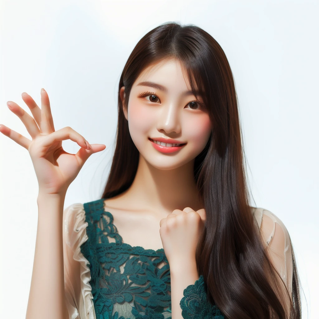 There is a woman making a peace sign with both hands., young Asian woman, beautiful young Korean women, Korean women, Long haired asian girl, Graceful smile pose, young asian girl, a young Asian woman, Professional Profile Photo, beautiful young Asian woman, beautiful south Korean women, gorgeous young Korean women, Asian woman, Chinese women, High-quality portraits