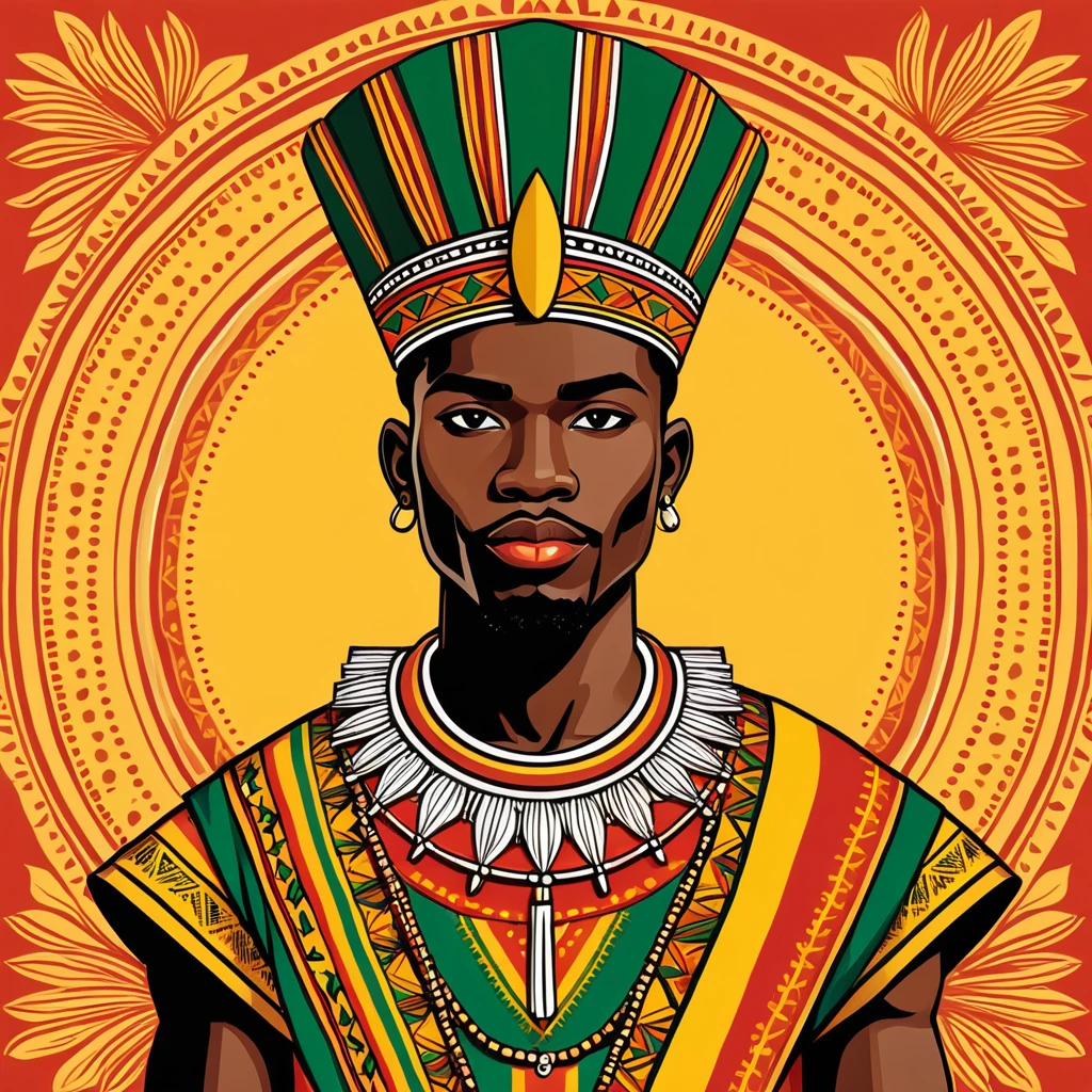 man in togo folk outfit, vector graphics, strong contours
