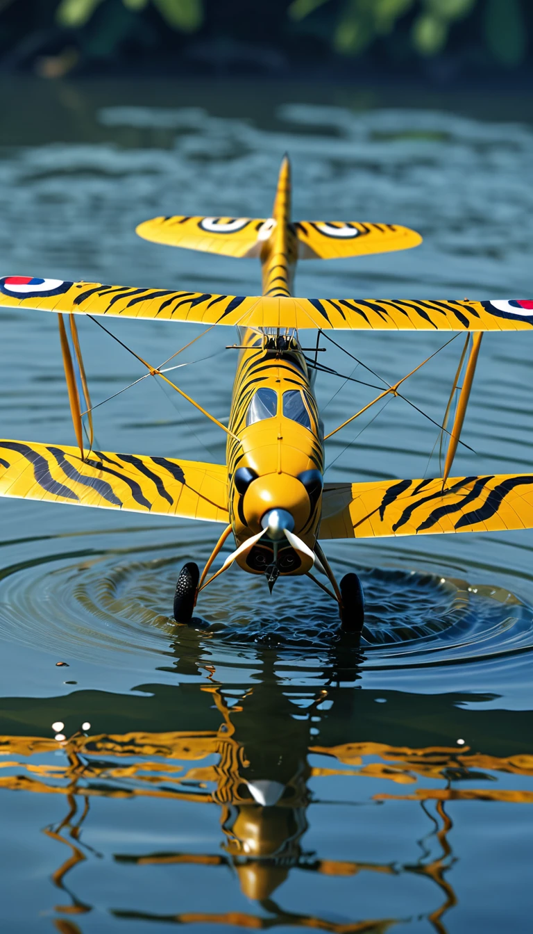 There is a creature in the water,Tiger moth(best quality,4K,8k,High level,masterpiece:1.2),Ultra Detailed,(lifelike,Photo real,Photo real:1.37),Highly detailed animals,Complex patterns,Realistic lighting,Fantasy Creatures