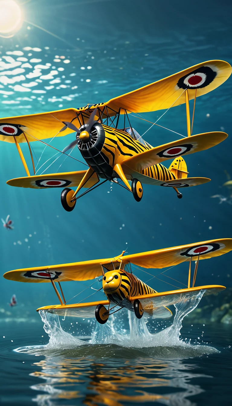 There is a creature in the water,Tiger moth(best quality,4K,8k,High level,masterpiece:1.2),Ultra Detailed,(lifelike,Photo real,Photo real:1.37),Highly detailed animals,Complex patterns,Realistic lighting,Fantasy Creatures