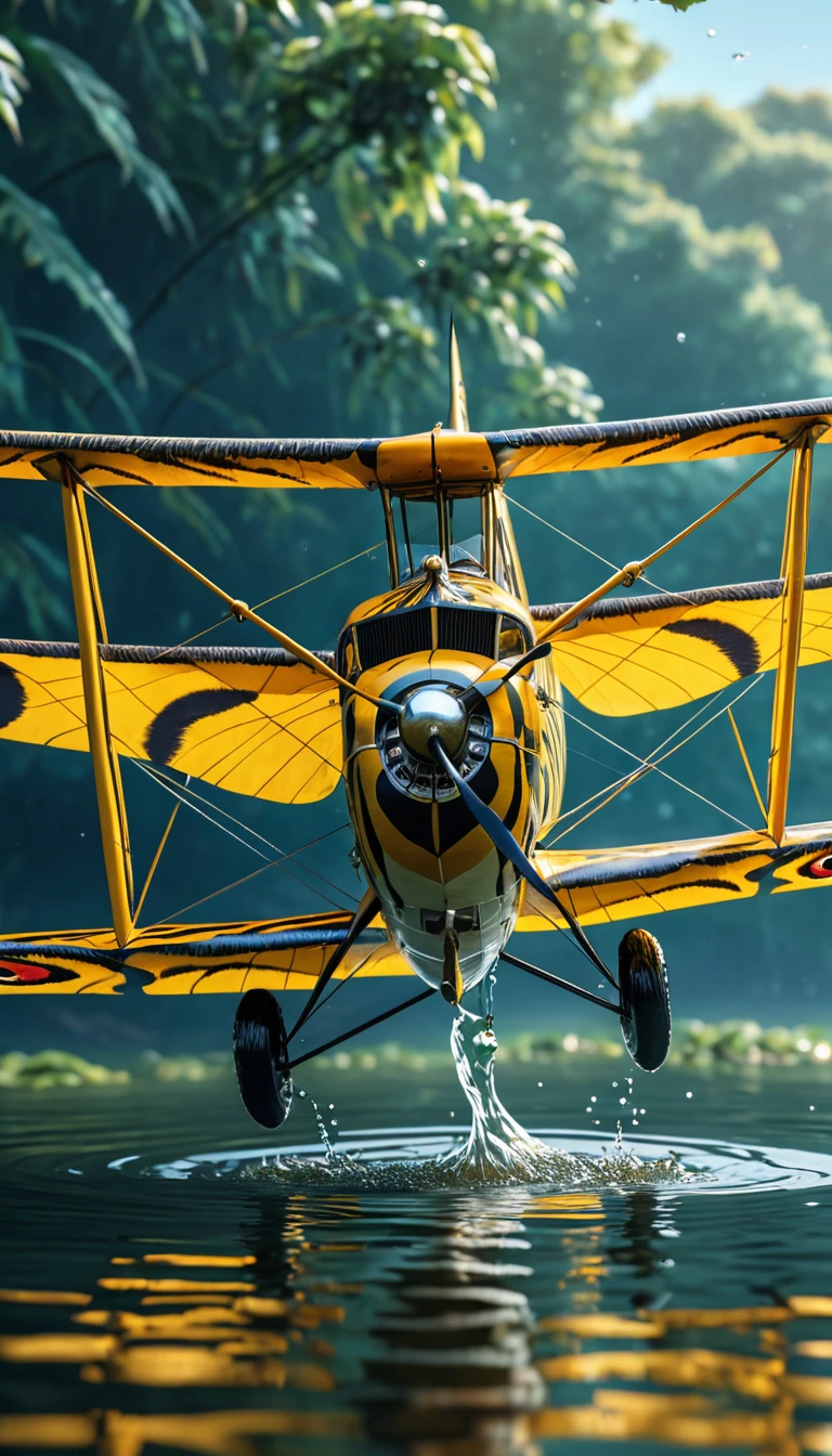 There is a creature in the water,Tiger moth(best quality,4K,8k,High level,masterpiece:1.2),Ultra Detailed,(lifelike,Photo real,Photo real:1.37),Highly detailed animals,Complex patterns,Realistic lighting,Fantasy Creatures
