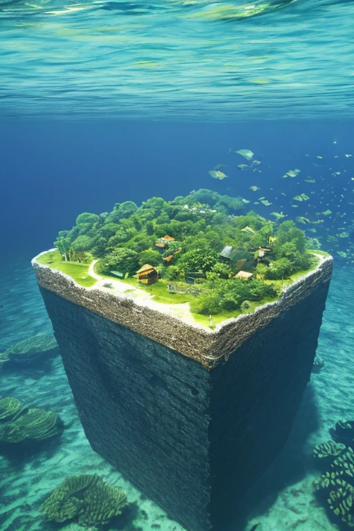 Deep in the sea,The sunken island,