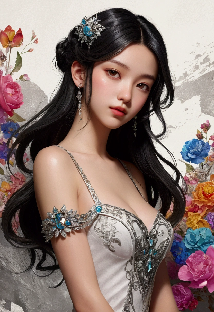 Official Art, Unity Wallpaper, Super detailed, beautiful and aesthetic, beautiful, masterpiece, Highest quality, (gem, ), Dynamic Angle, Perfect Face, Perfect hands, Perfect Legs,Small breasts, the most beautiful form of chaos, elegant, Brutalist design, Vibrant colors, Romanticism, Atmospheric,beautiful顔立ち,12 years old,girl