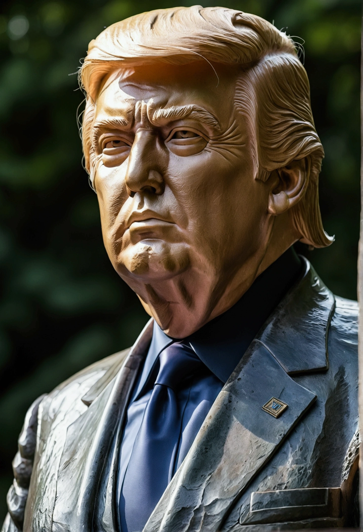 Cool Trump President A monument with a stone statue of its face, head and whole body