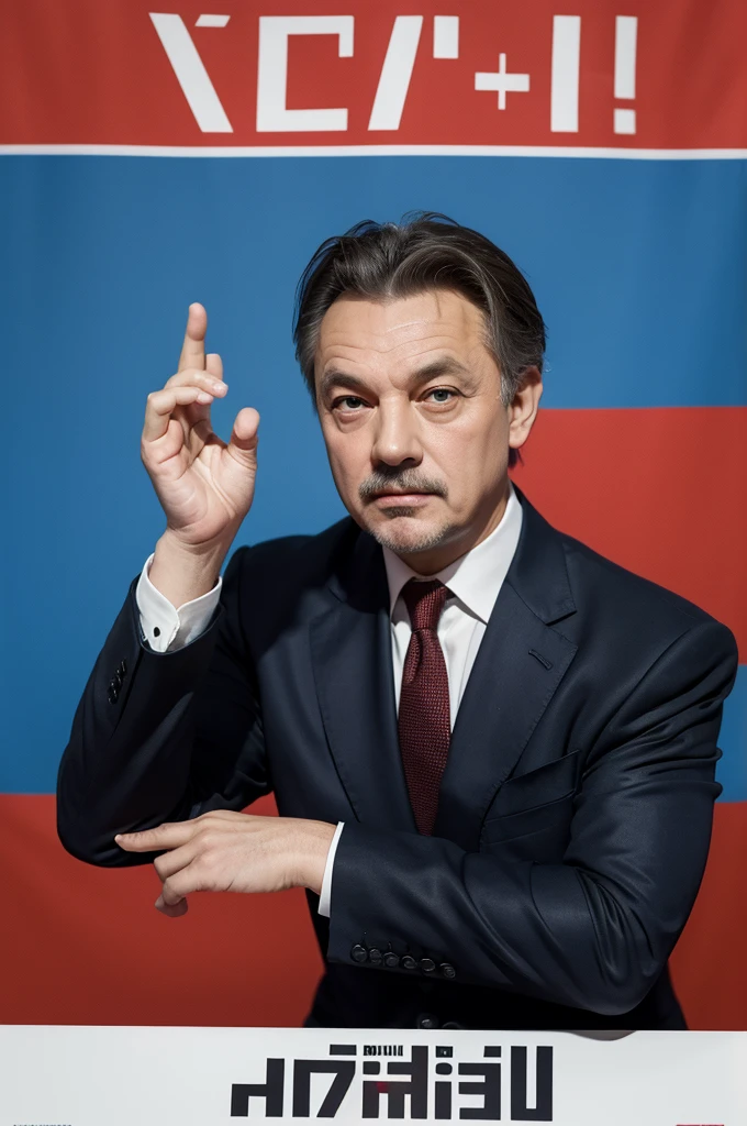 Wearing a suit and tie、 arafed images, Soviet posters of viktor orban, 苏联publicity style, 苏联publicity, Soviet posters, 苏联publicity poster style, Soviet posters, 苏联publicity art, 苏联publicity poster art, publicity, Constructivism, Lenin Banner, Vladimir, soviet wave, author:Mario Dubsky