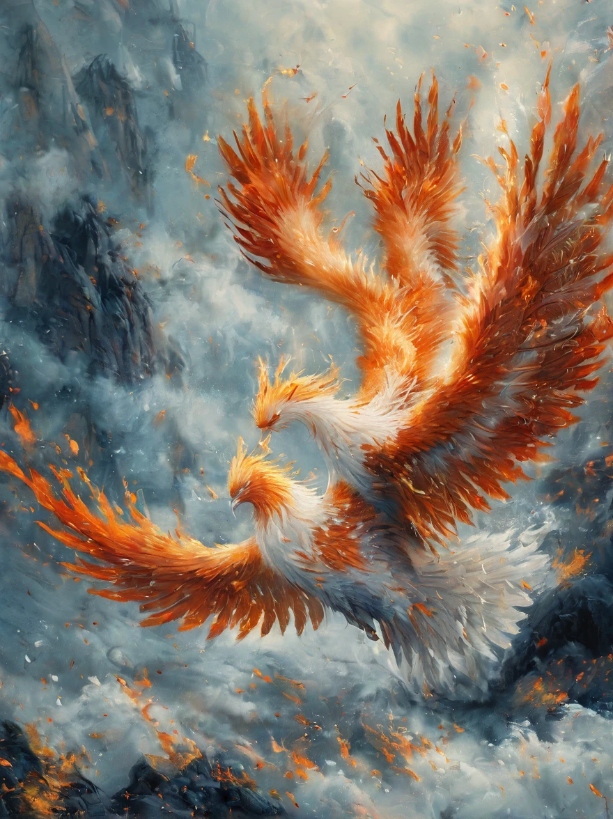 Phoenix sleeps on the water, flames, high quality, detailed white phoenix