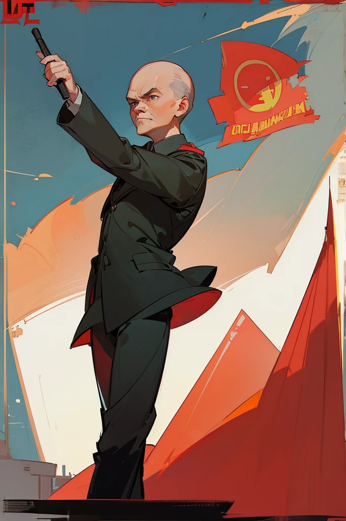 (((vladimir lenin))) in a suit and tie holding a microphone, soviet poster of viktor orban, soviet propaganda style, soviet propaganda, ussr poster, soviet propaganda poster style, soviet poster, soviet propaganda art, soviet propaganda poster art, communist propaganda, russian constructivism, banners with lenin, sovietwave