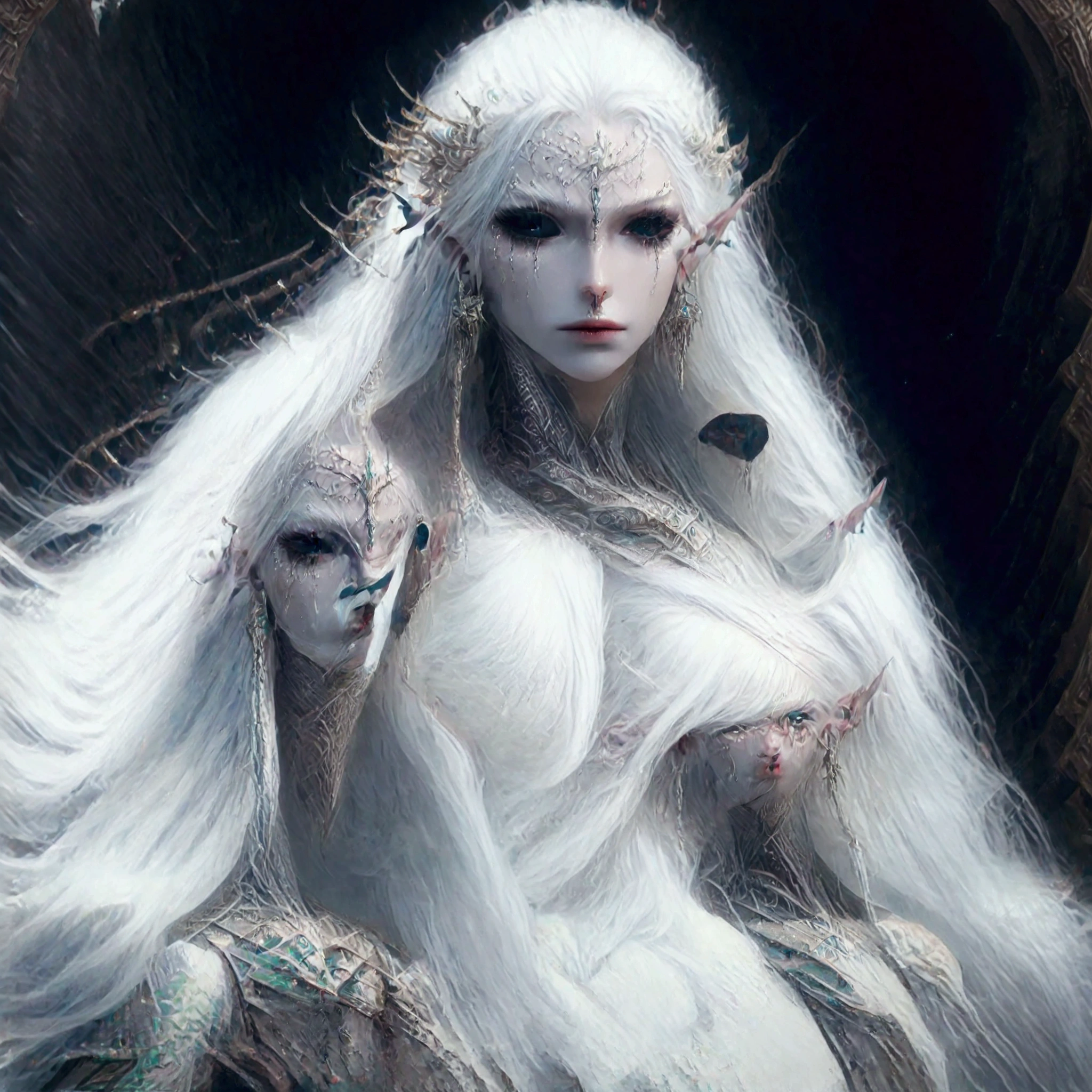 a close up of a woman in a white costume with long white hair, detailed white long hair, white armor, alluring elf princess knight, elven warrior princess, elven character with smirk, beautiful and elegant female elf, 2. 5 d cgi anime fantasy artwork, epic exquisite character art, epic fantasy art style hd, stunning character art, fantasy paladin woman