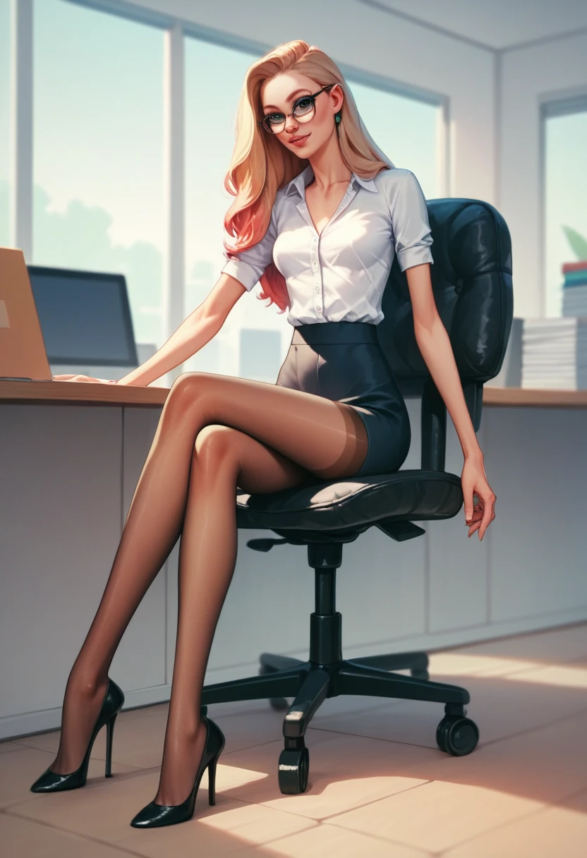 Skinny Skinny Goddess. anorexia. Thin very very thin bony legs, unrealistically long legs in tights with heels. sits in the office. Highest quality