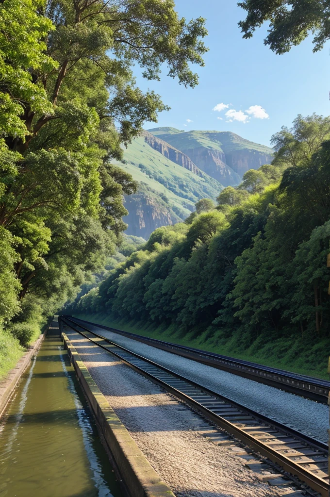 River right to left and railway