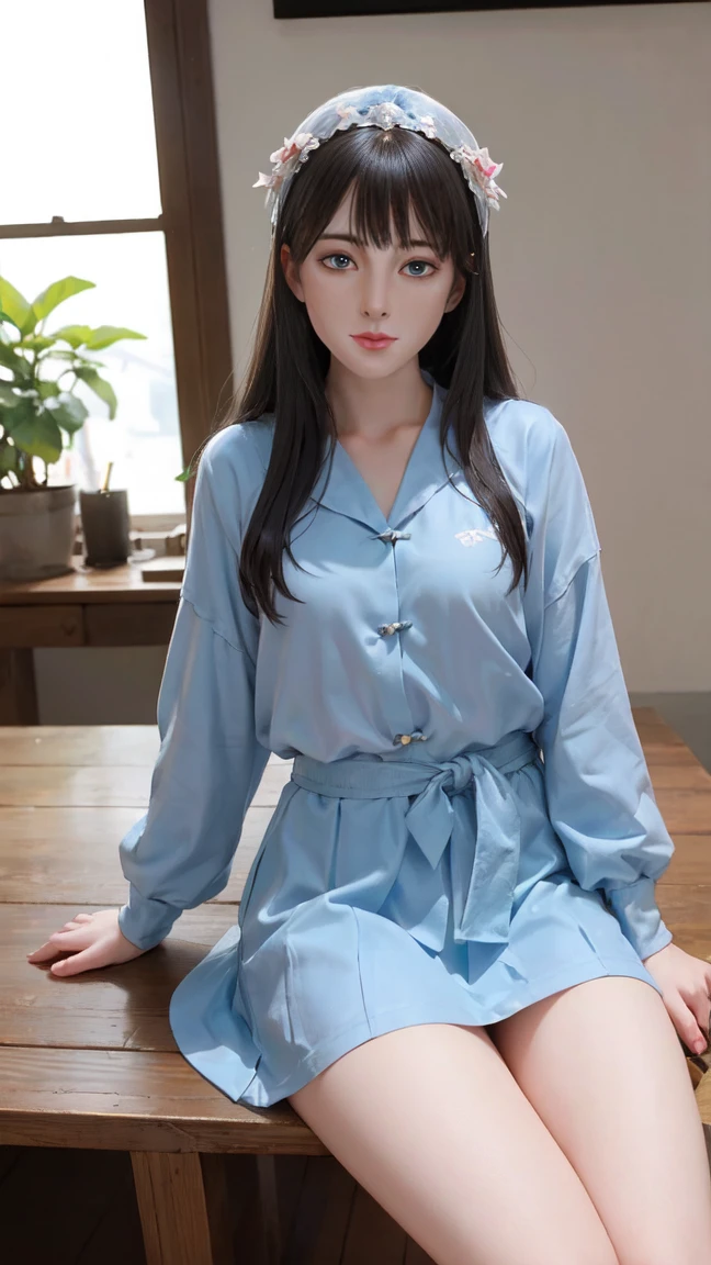 masterpiece, best quality, 1 Girl, Outstanding (Lily&#39;s Glory) (Azur Lane), White hair, Very long hair, blue eyes, Hair accessories, breast, cleveage, Completely naked，Naked，cheongsam, Chinese clothes, Official Alternate Costumes, White stockings, Garter, Short sleeve, China Review, lantern,