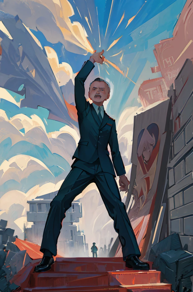 (((vladimir lenin))) in a suit and tie holding a microphone, soviet poster of viktor orban, soviet propaganda style, soviet propaganda, ussr poster, soviet propaganda poster style, soviet poster, soviet propaganda art, soviet propaganda poster art, communist propaganda, russian constructivism, banners with lenin, sovietwave