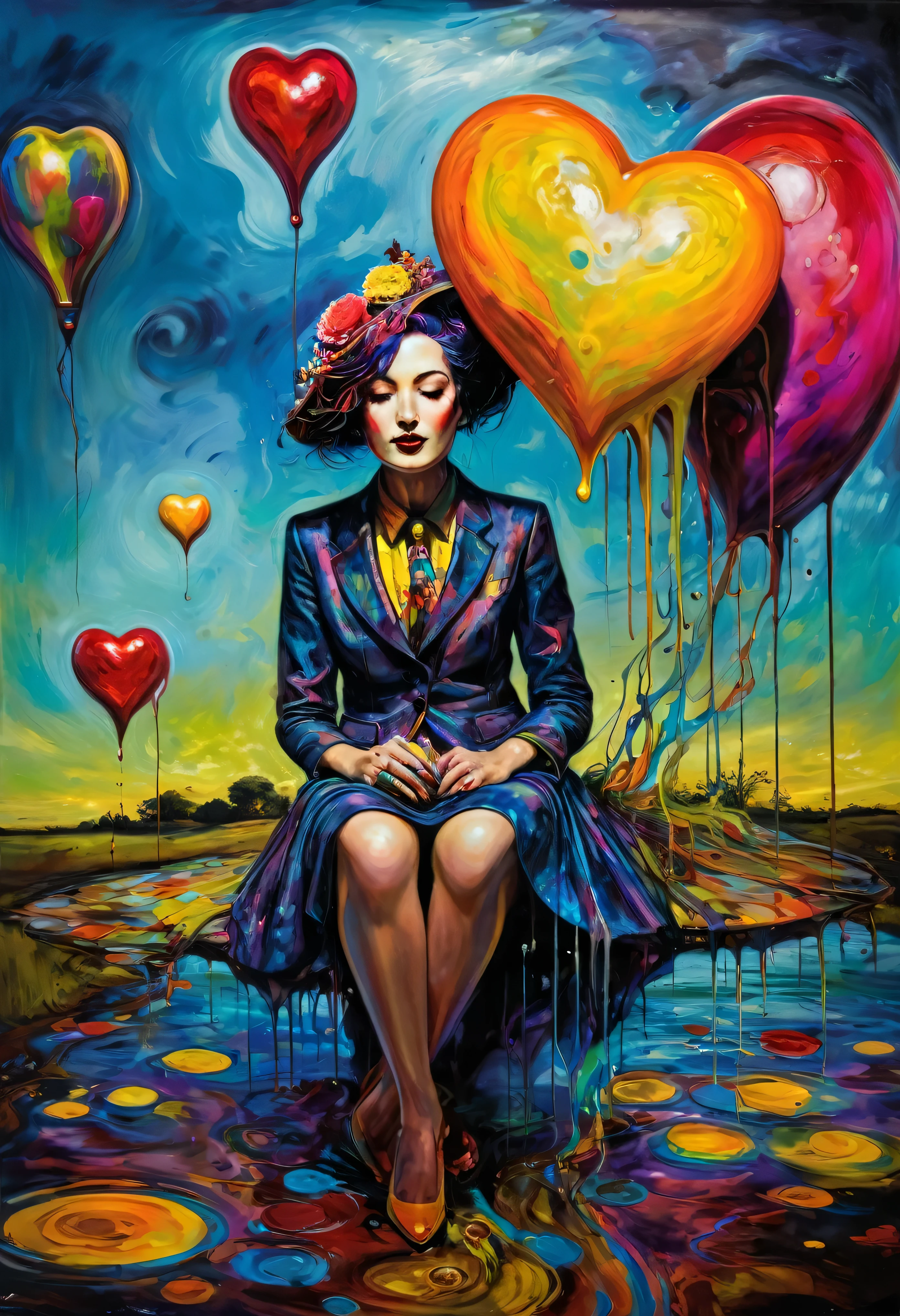 (Artistic Masterpiece of Romantic Life) ( (Themed Art of Life) ( (Conceptual Art) (NFT Exclusive) (Fauvism Work) ()”) Where visual poetry transcends traditional boundaries and embraces the dynamic interplay between creativity and technology Takes),dripping paint,darkart,style, in the style of esao andrews
