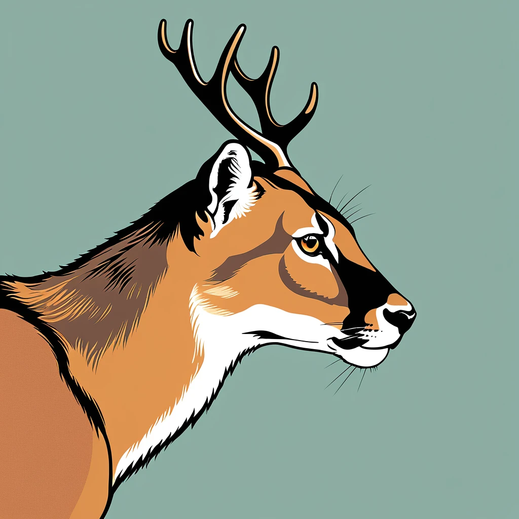 Lovely deer, illustration, Vector Graphics, Strong Profile Cougar