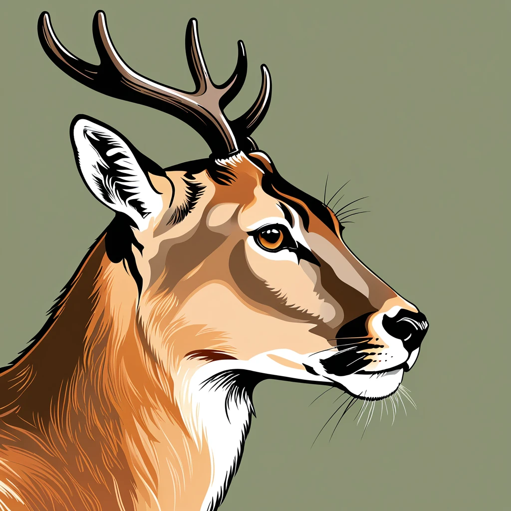 Lovely deer, illustration, Vector Graphics, Strong Profile Cougar