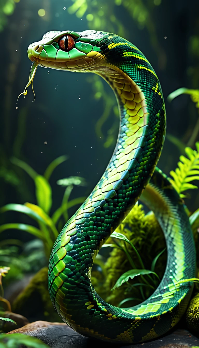 There is a creature in the watesh body，Snake tail(best quality，4K，8k，High level，masterpiece：1.2），Ultra Detailed，（lifelike，Photo real，Photo real：1.37），Highly detailed animals，Complex patterns，Realistic lighting，Fantasy Creatures