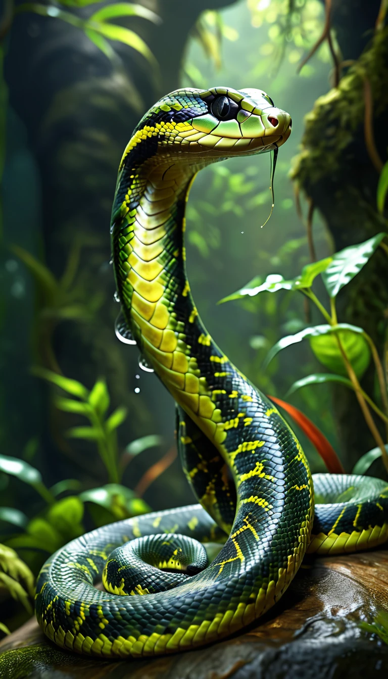 There is a creature in the watesh body，Snake tail(best quality，4K，8k，High level，masterpiece：1.2），Ultra Detailed，（lifelike，Photo real，Photo real：1.37），Highly detailed animals，Complex patterns，Realistic lighting，Fantasy Creatures