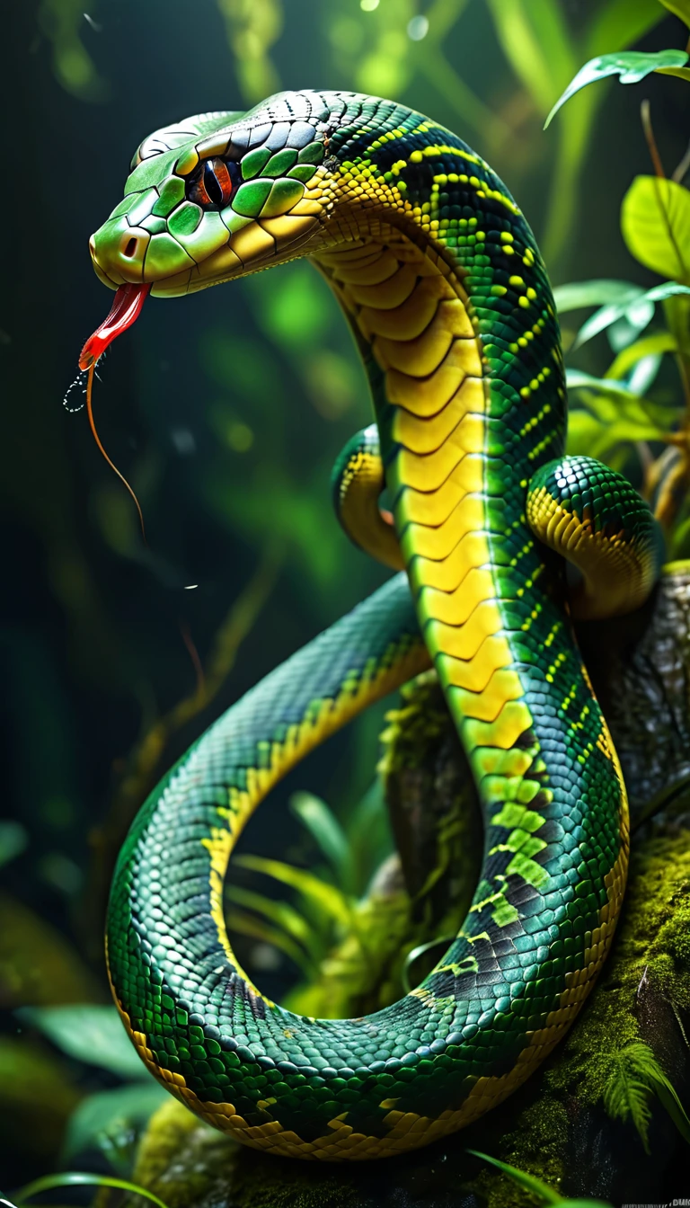 There is a creature in the watesh body，Snake tail(best quality，4K，8k，High level，masterpiece：1.2），Ultra Detailed，（lifelike，Photo real，Photo real：1.37），Highly detailed animals，Complex patterns，Realistic lighting，Fantasy Creatures