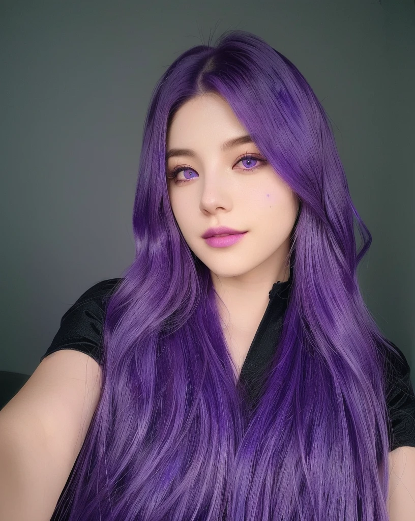 purple hair is long and wavy, purple long hair, long purple hair, violet long hair, long violet hair, violet color, long dark purple hair, purple flowing hair, violet hair, purple color, flowing purple hair, long wavy purple hair, purple hair, with few vivid purple highlights, purple hair portrait of woman, purple hue, deep purple hair
