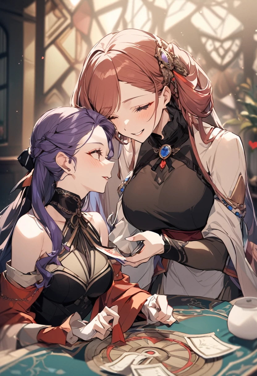 An image of a dignified female fortune teller talking face to face about love fortune telling