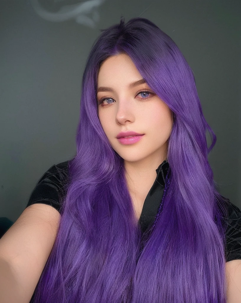 purple hair is long and wavy, purple long hair, long purple hair, violet long hair, long violet hair, violet color, long dark purple hair, purple flowing hair, violet hair, purple color, flowing purple hair, long wavy purple hair, purple hair, with few vivid purple highlights, purple hair portrait of woman, purple hue, deep purple hair