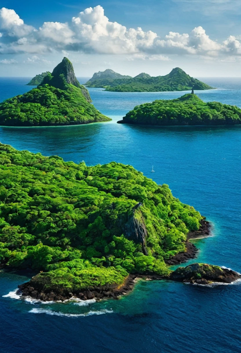 a mysterious island, lush tropical forest, crystal clear turquoise waters, rocky cliffs, golden sand beach, ancient ruins, overgrown vines, mystical atmosphere, dramatic lighting, vibrant colors, cinematic composition, (best quality,4k,8k,highres,masterpiece:1.2),ultra-detailed,(realistic,photorealistic,photo-realistic:1.37),cinematic lighting, moody shadows, ethereal mood, dramatic angles, advanced rendering