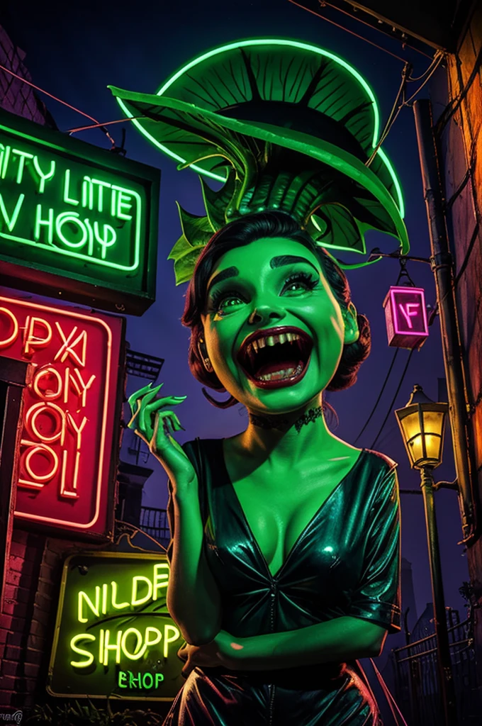 Neon Little Shop of Horrors art featuring Audrey 2