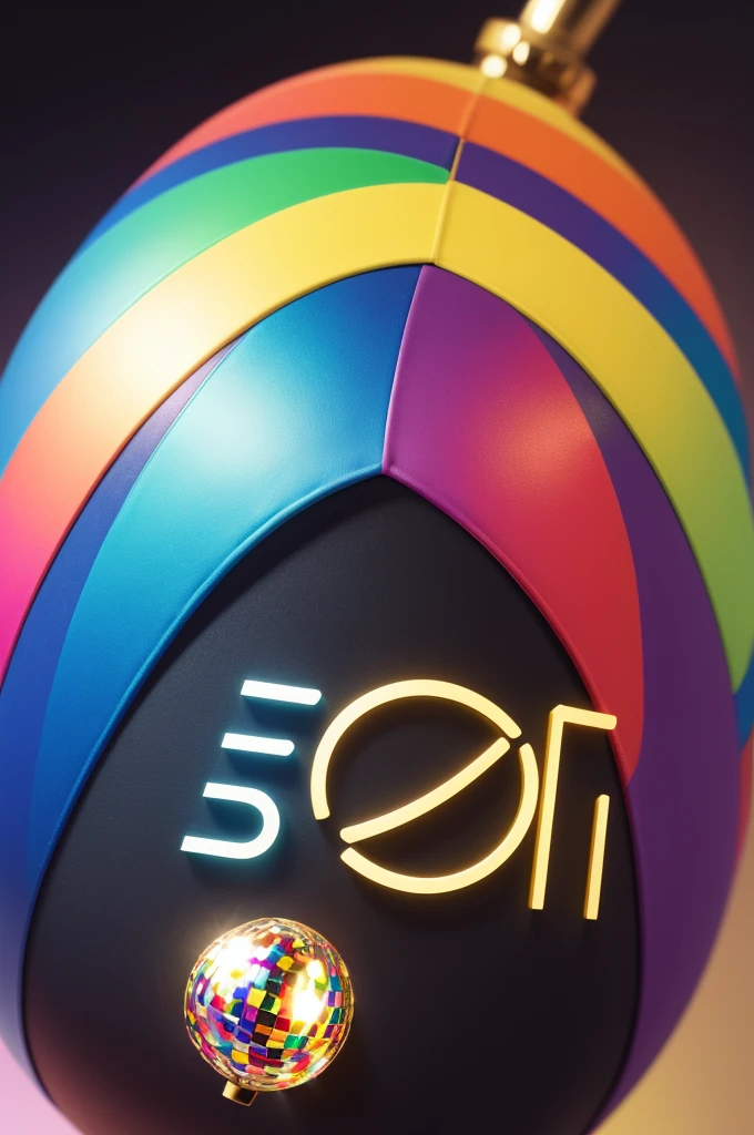 54 logo with minimalist rainbow and golden disco ball