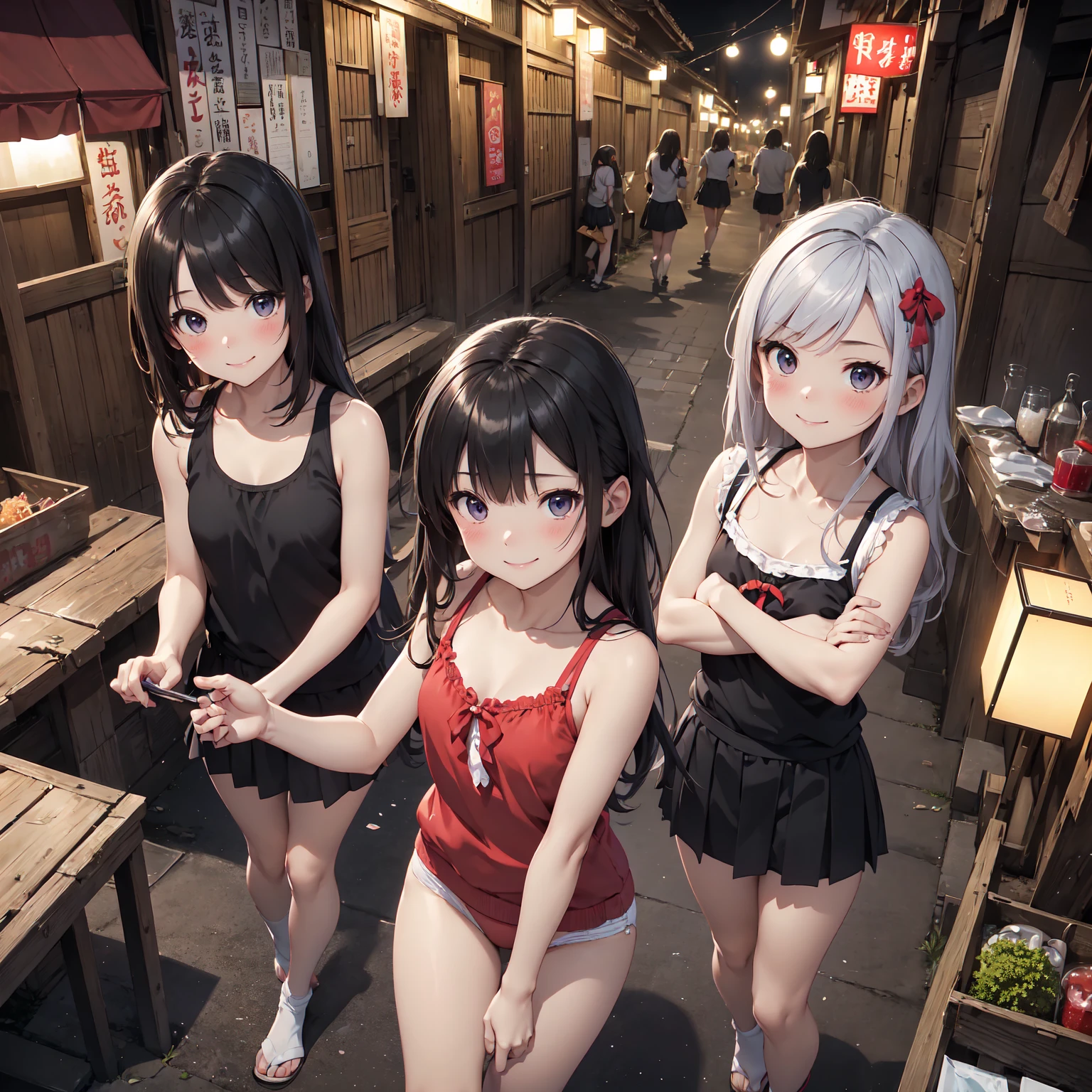 (masterpiece、Highest quality)、(日本のUnsanitary and dim地下街、Night view、Poor Street、Little Girl3People and above、Street lamp、地下へのstage)、(美しいNight view)、(Showa style、Japan favelas、Old and dirty hot spring town)、(stage)、(middle School girls3People and above、Tank top、Panties、smile、fun)、((Unsanitary and dim))、Shady Red Light District、shaved ice、Sale of drinks、(stage)、smile、Happy schoolchildren、Perfect Anatomy